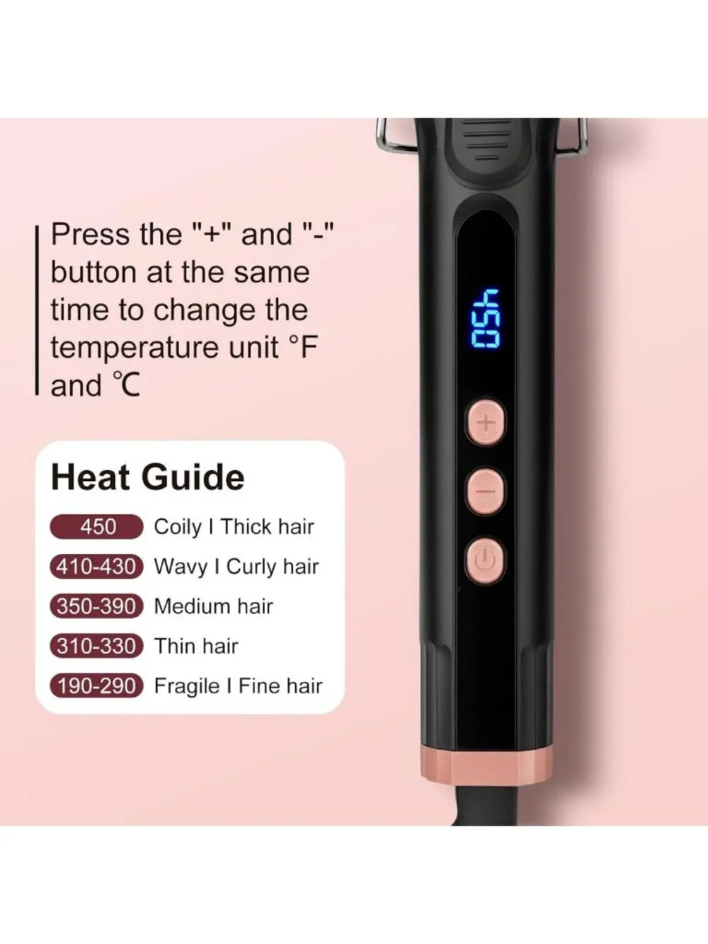 1 1/4-Inch Hair Curling Wand for Loose Curls, Adjustable 190-450℉ Temperature